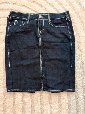 True Religion Dark Indigo Denim Pencil Skirt